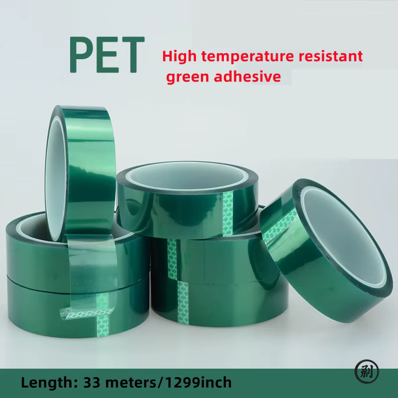 Ruban de masquage haute température en polyester vert, ruban PET avec adhésif en silicone, idéal pou
