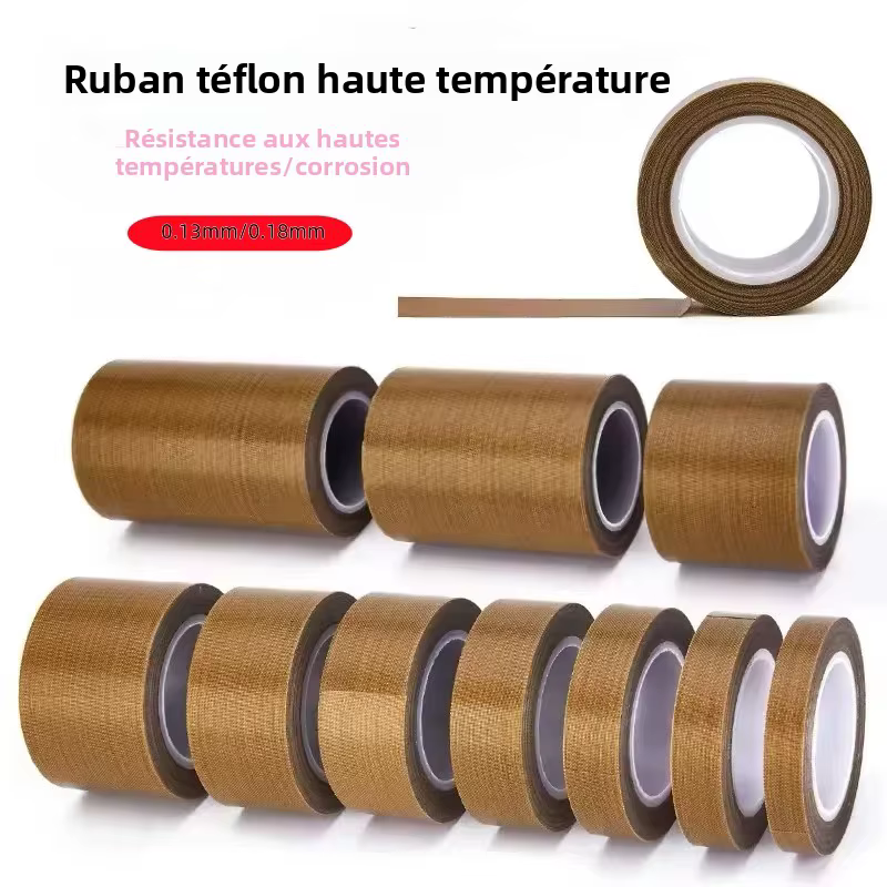 Ruban adhésif en PTFE, largeur du tissu 5 ~ 100mm, épaisseur 0.13mm 0.18mm, isolé sous vide, résista