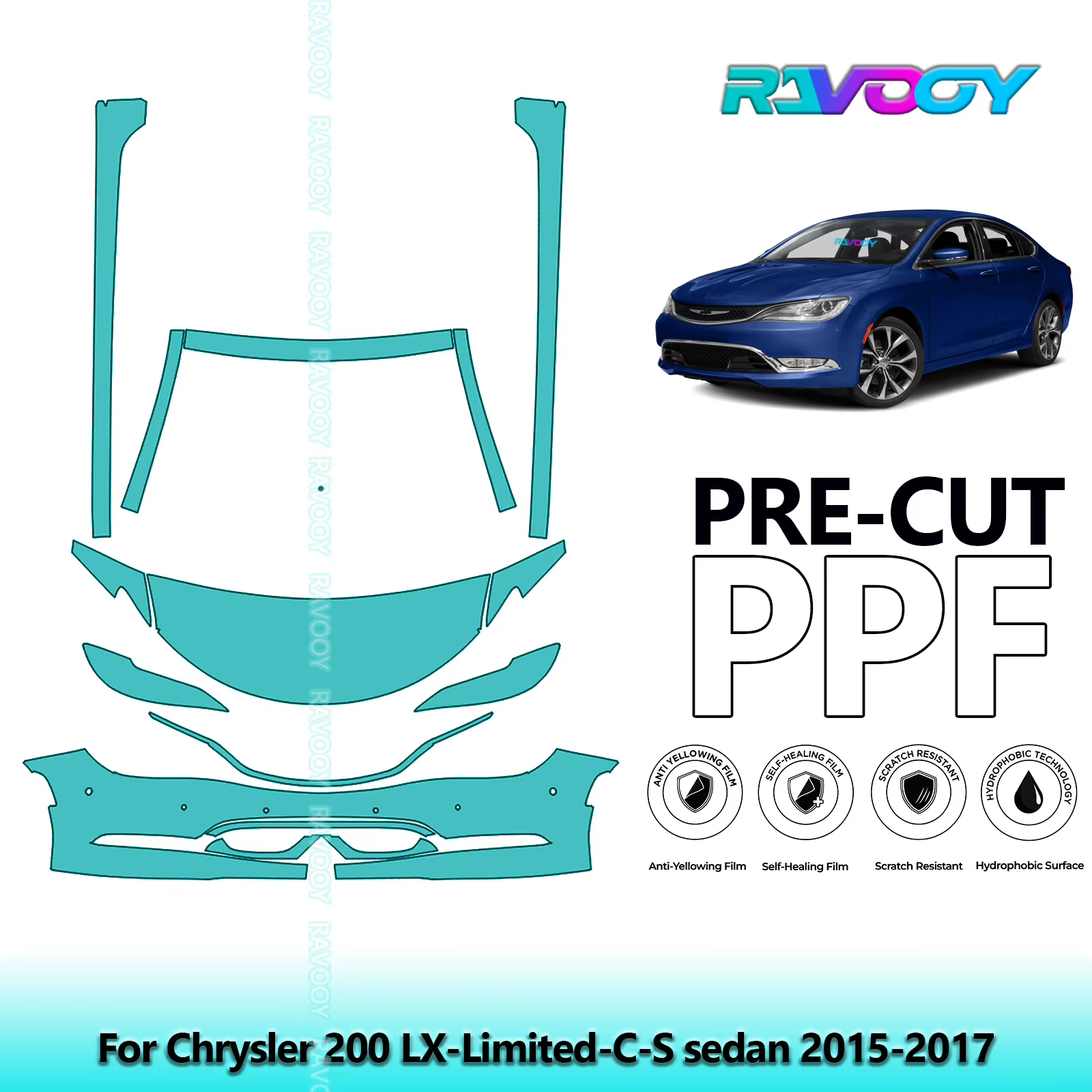 Film de Protection de peinture prédécoupé de 8.5Mil, Kit avant de soutien-gorge transparent PPF + ro