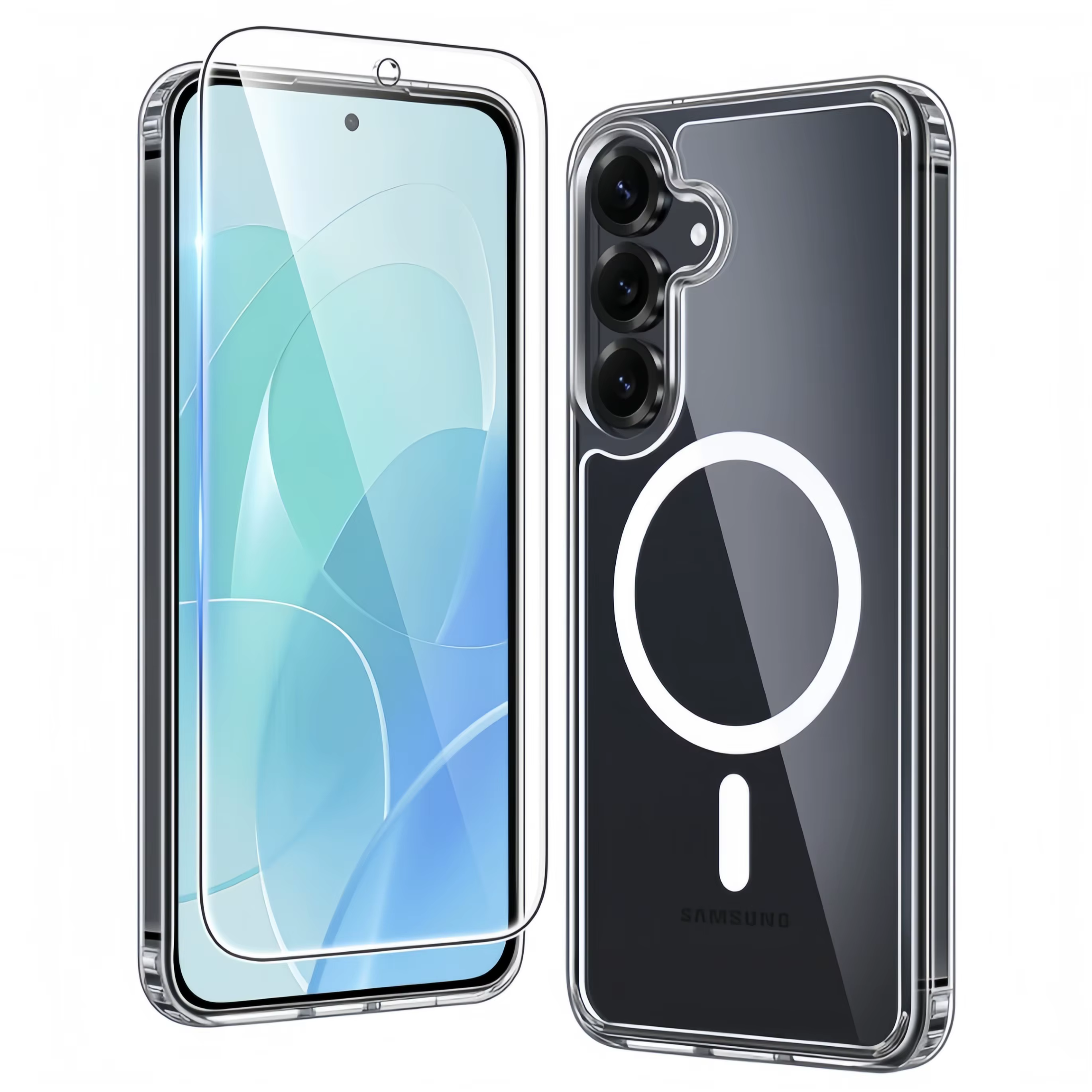 Pour Samsung Galaxy A17/A56/A55/A54/A16 étui magnétique clair Protection contre les chutes Anti jaun