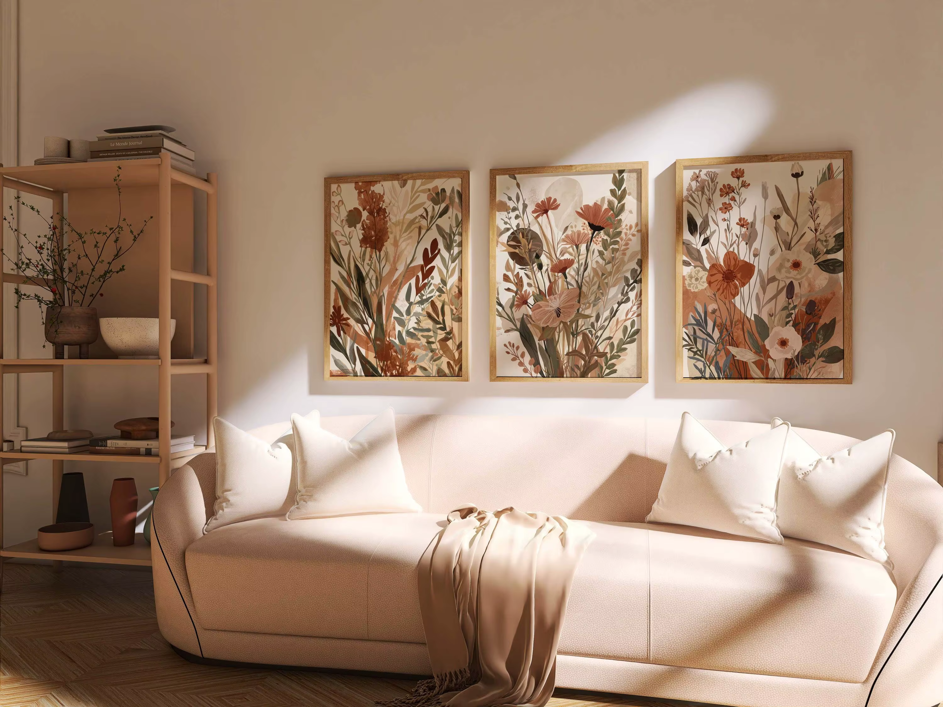 Peinture sur toile sans cadre, ensemble d'art mural aux fleurs sauvages, impression sur toile botani