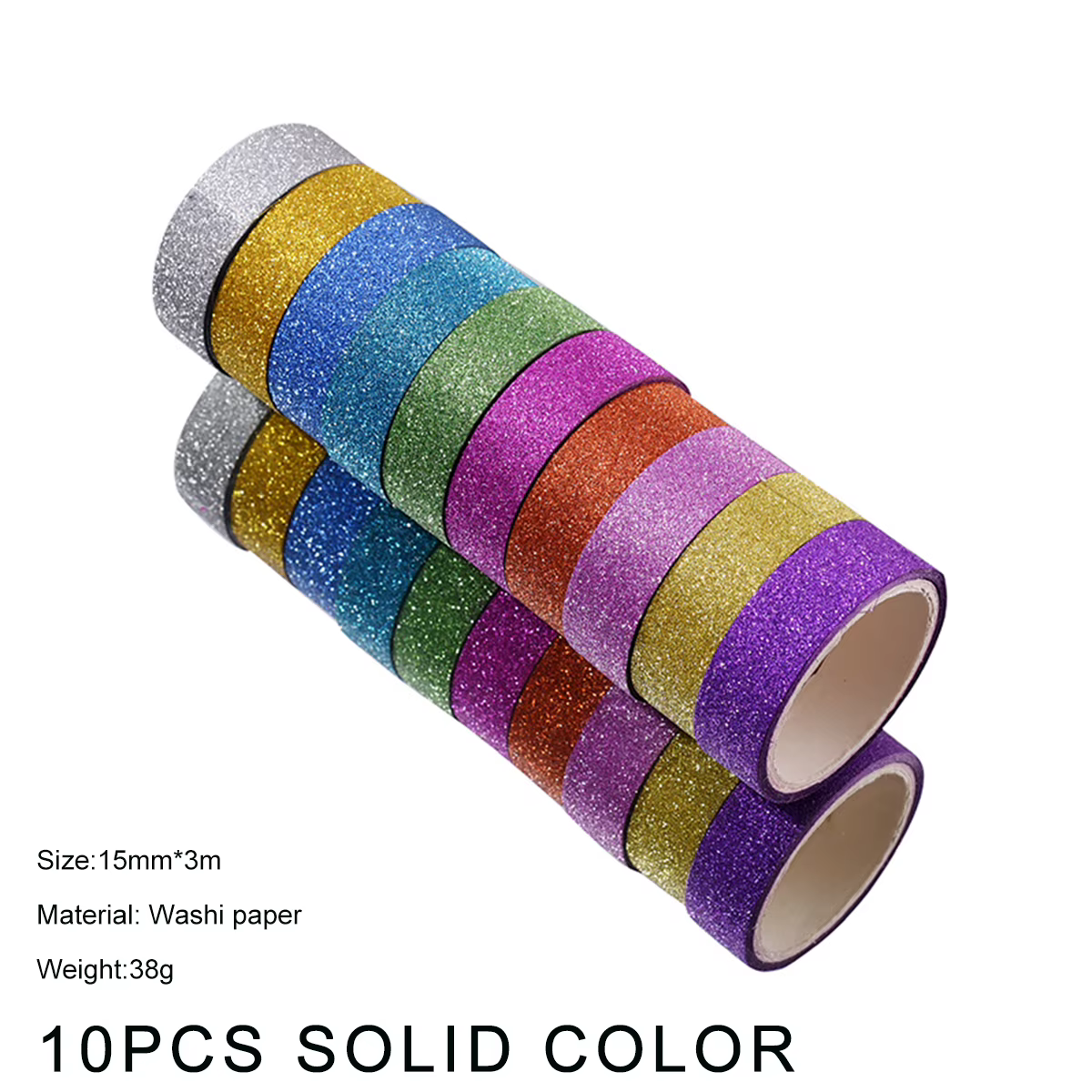Autocollants à paillettes de couleur aléatoire, 10 rouleaux de rubans adhésifs en papier, étiquette