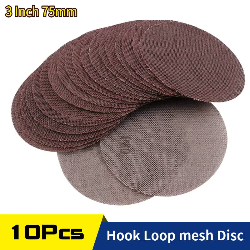 Disques de ponçage à mailles de 3 pouces, papier de verre sans poussière, ponceuse orbitale à boucle