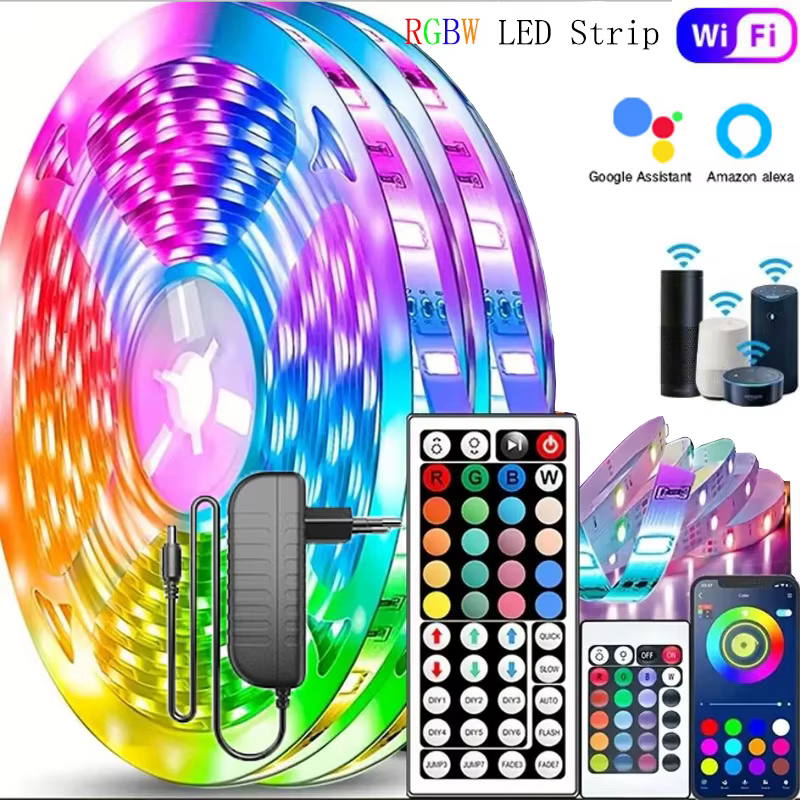 Bande lumineuse LED RGBW Bluetooth 5050 DC 12V RGB WIFI, ruban Flexible, Diode étanche, pour chambre