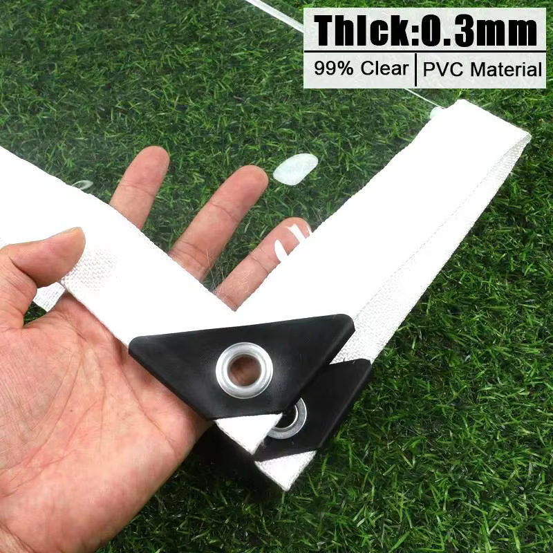 Bâche PVC transparente imperméable 0,35/0,55 mm pour extérieur, clôture, jardin, plantes, abri, cami