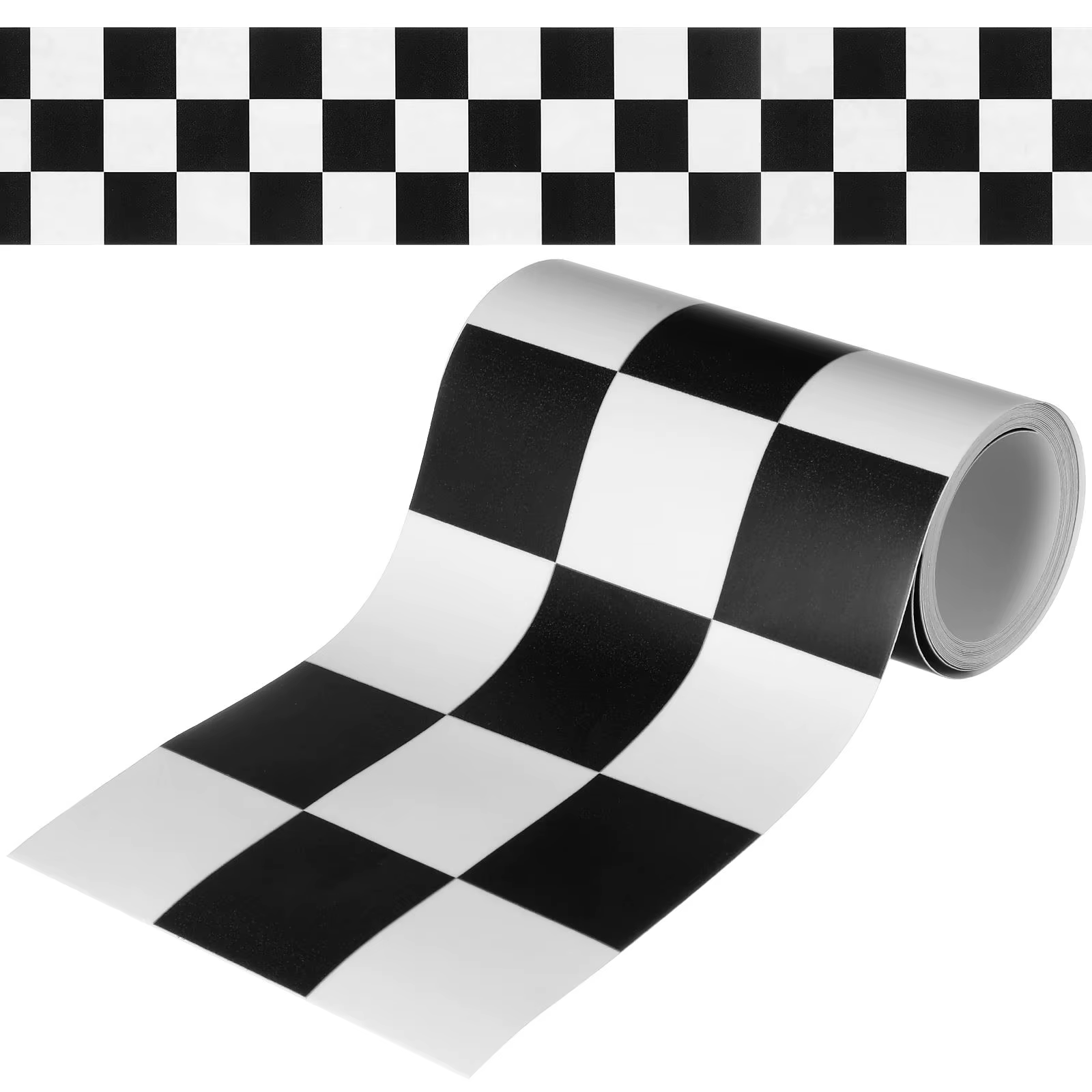 1 Rouleau d'Autocollant de Bordure à Carreaux Noir, Garniture Murale, Décor de Bulletin d'Irritation