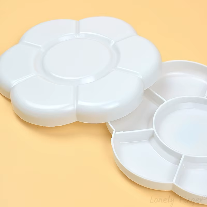 Palette ronde en plastique blanc, Palette recouverte de plastique blanc, Palette de peinture artisti