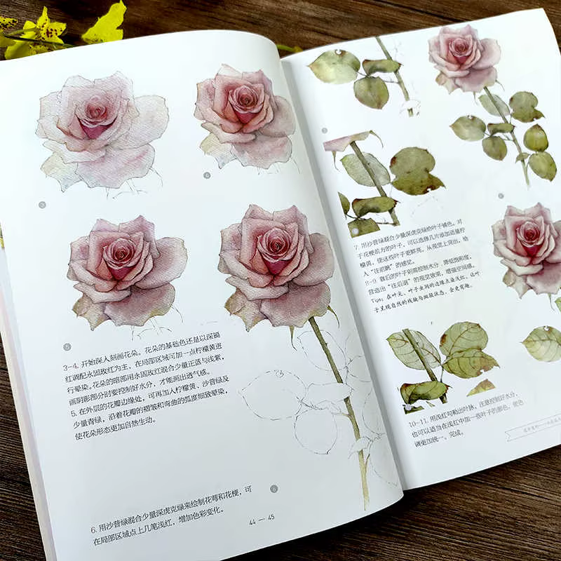 Nouveau Livre Pratique de Peinture à l'Aquarelle sur le Thème des Fleurs 2026 pour Débutants