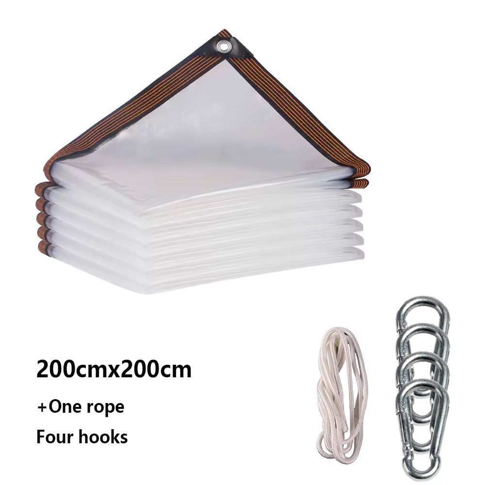 Bâche imperméable avec film plastique épaissi et bordure renforcée, tissu transparent résistant au f