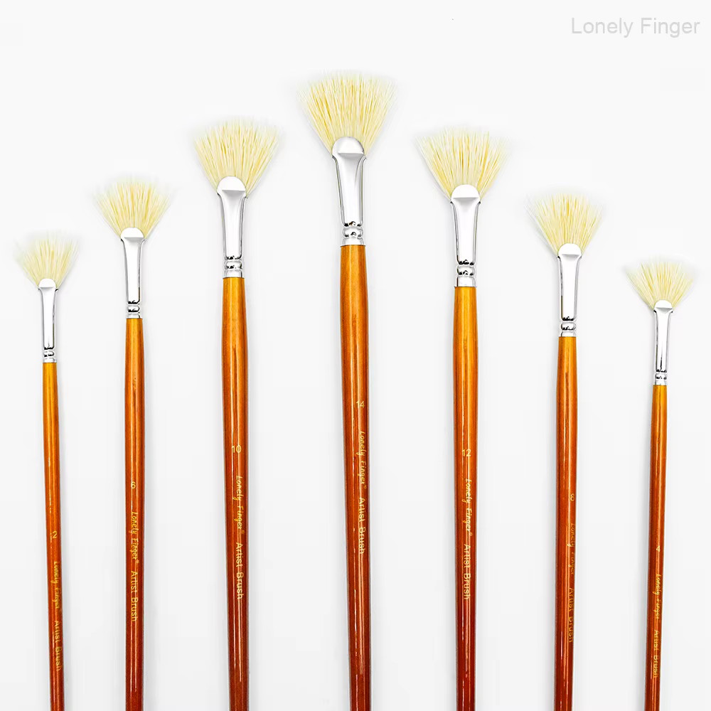 Pinceau en éventail pour peinture, ensemble de pinceaux en éventail 7/14 pièces avec poils naturels 