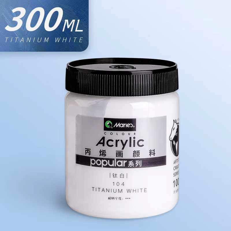 Peintures acryliques blanches de 300ml en grands pots pour peinture murale sans perte de couleur, fo