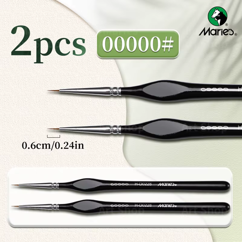Marie's 2 pièces Micro pinceau fin, 11 tailles pinceaux de détail pour la peinture numérique, acryli