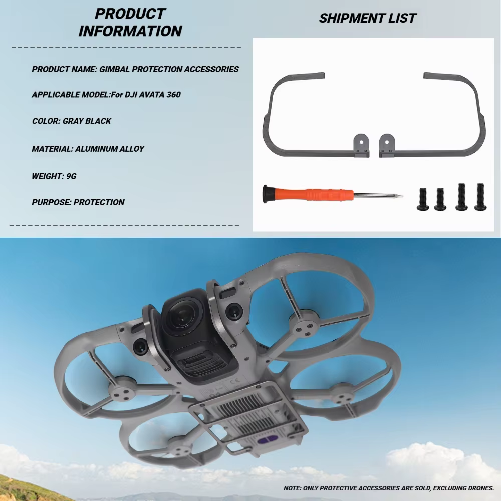 Barre de protection en alliage d'aluminium pour DJI AVATA360 avec kit d'armure de châssis, kit anti-