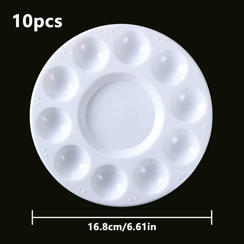 10 palettes en forme de fleur de prunier avec pinceaux, en plastique, outil de peinture DIY pour aqu