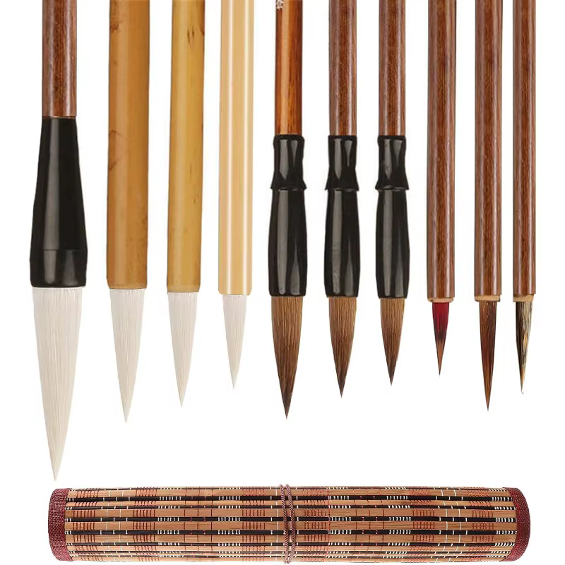 Ensemble de pinceaux de calligraphie chinoise 10 pièces-pinceaux d'écriture haut de gamme pour début