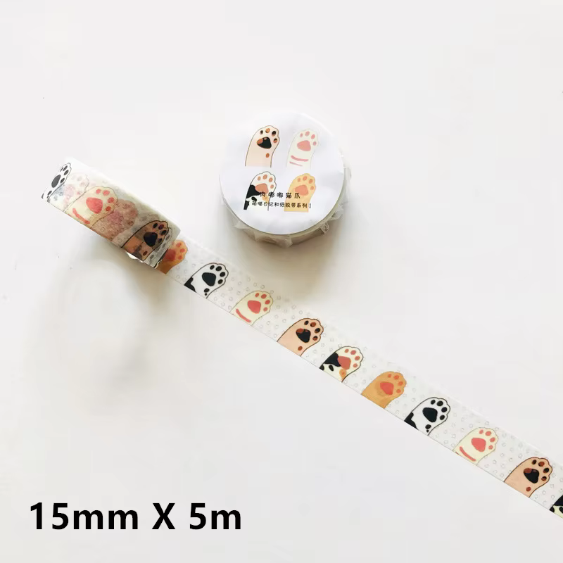 1 rouleau de ruban adhésif Washi en papier, motif chat mignon et adorable, pour scrapbooking et étiq
