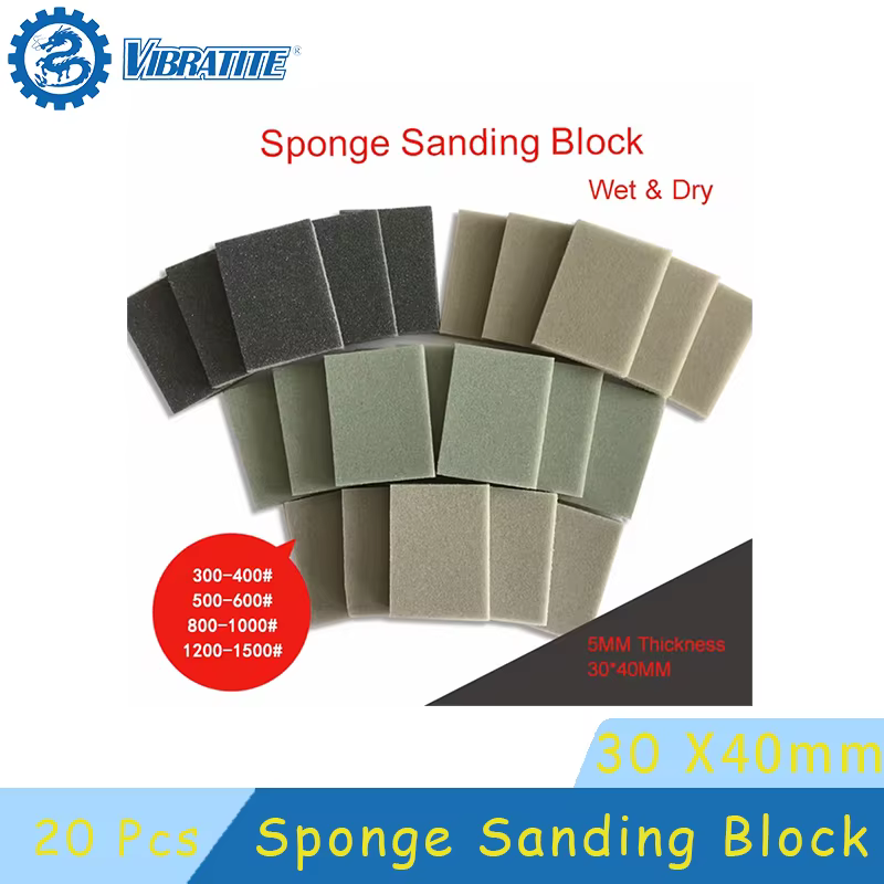 Éponge de ponçage papier de verre 30*40mm 20 pièces assorties 300-1500 grains bloc de sable pour le