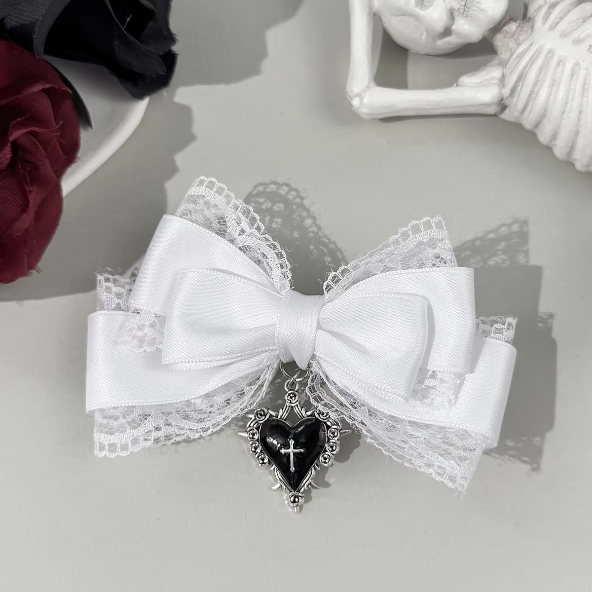 Pince à cheveux gothique Style Lolita, nœud en ruban noir, pinces à cheveux à la mode pour filles, c