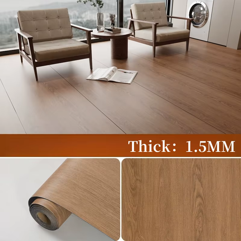 Papier peint autocollant de sol Imitation Grain de bois, 3/4/5M, pour salon, épais, imperméable, aut