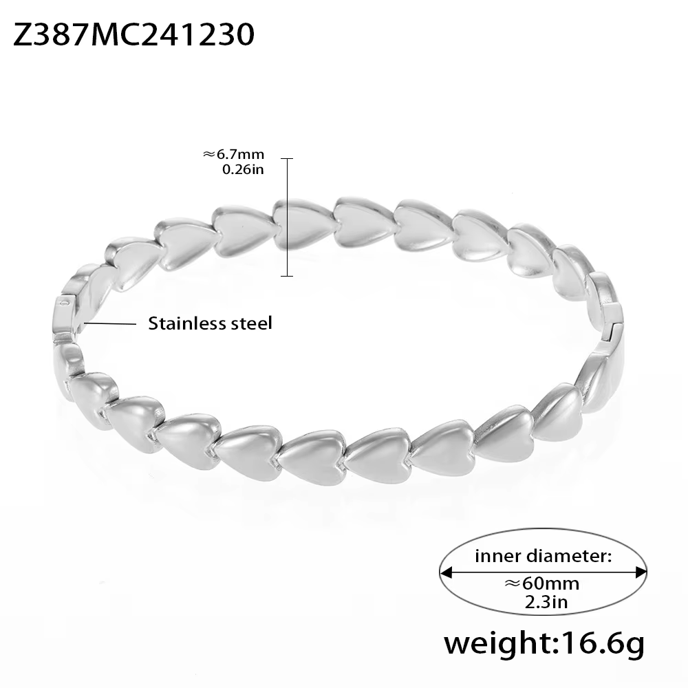 Bracelet manchette coeur pour femme, bracelets en acier inoxydable, plaqué or 18 carats, étanche, sa