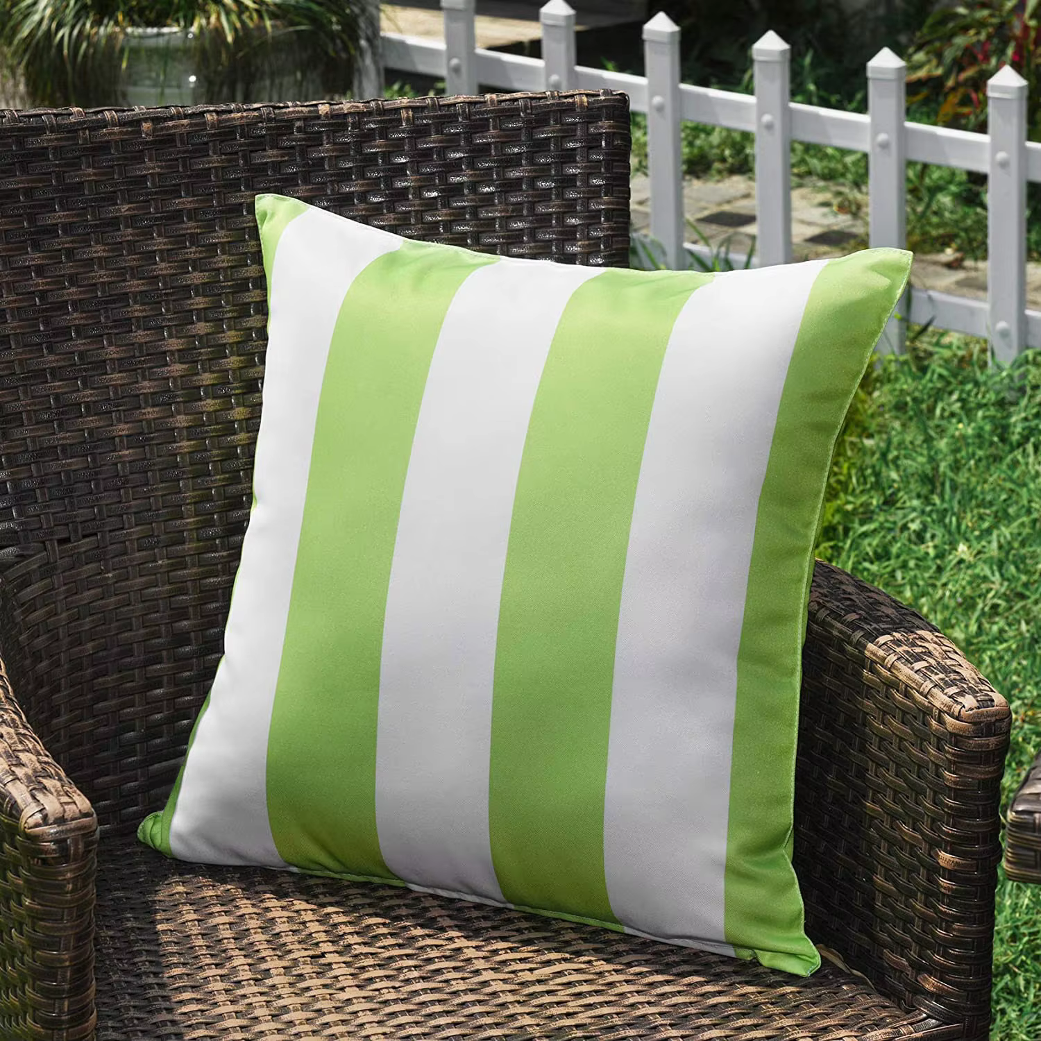 Lot de 2 housses de coussin d'extérieur imperméables, protection solaire estivale, motifs rayés frai