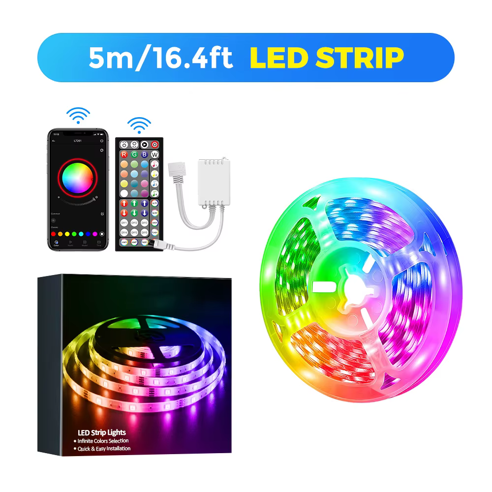 Lumières LED pour chambre à coucher, bandes lumineuses LED RVB à couleur changeante avec télécommand