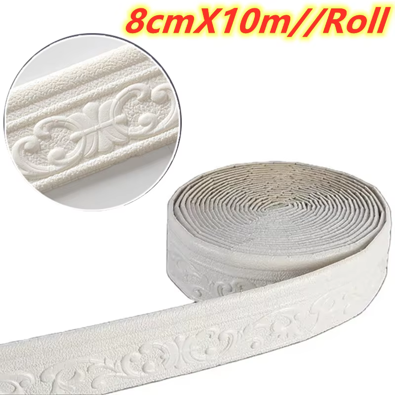 Rouleau de papier peint auto-adhésif imperméable, 10 m/rouleau, ligne de garniture murale 3D, bordur