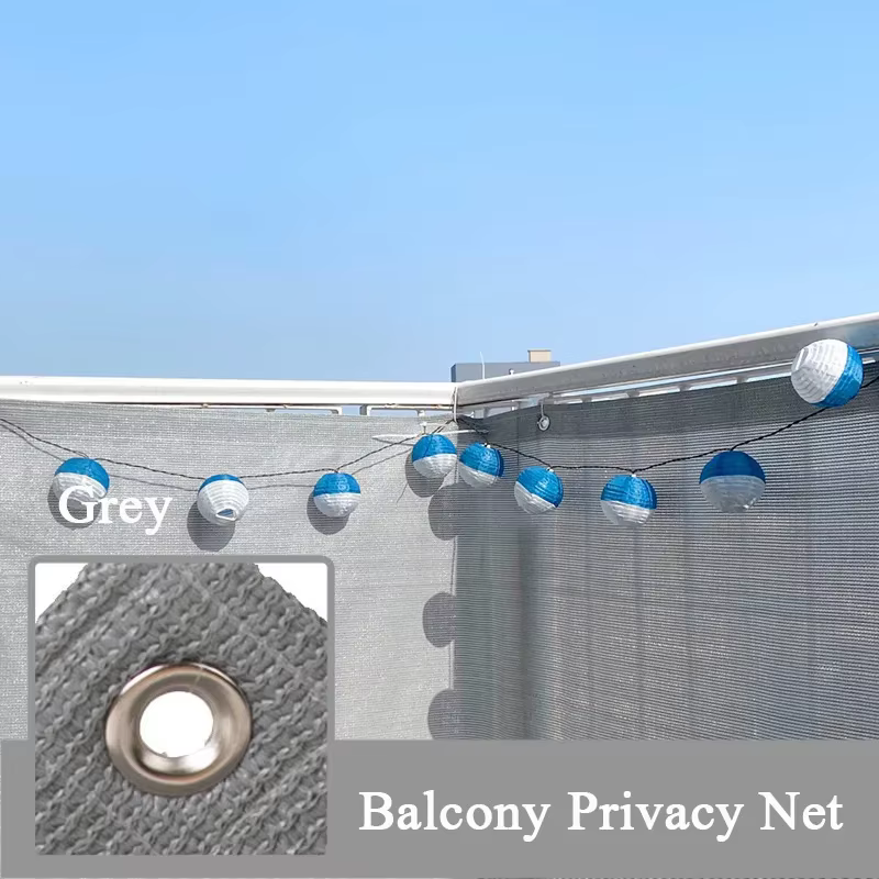 Brise-vue de balcon gris 220 g/m², pare-vent, couverture en tissu, filet d'ombrage, protection UV po