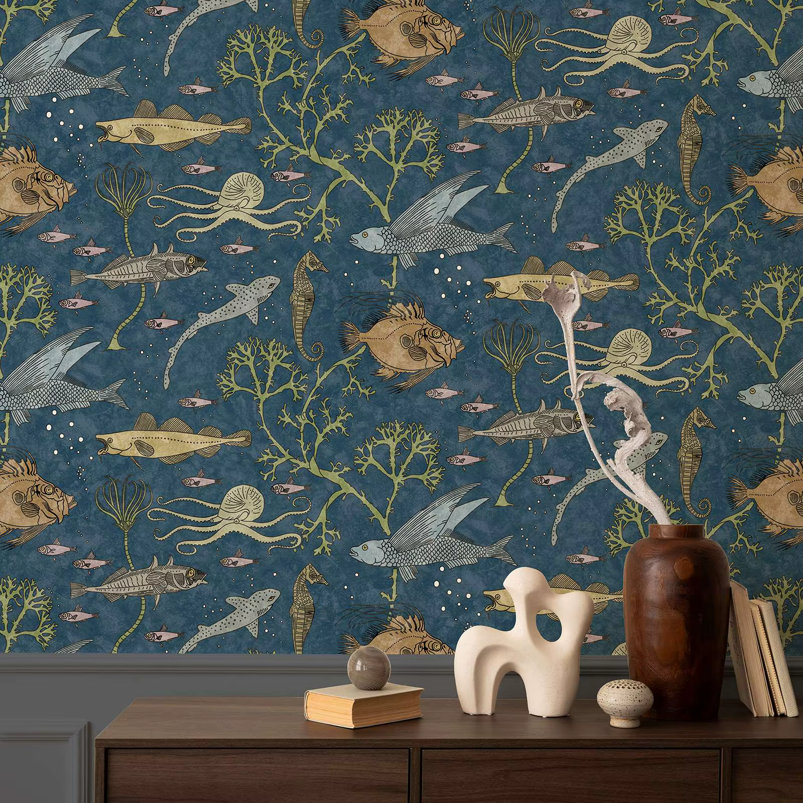 Papier peint John Dory, papier peint design mer bleue, papier peint à décoller et à coller, papier p
