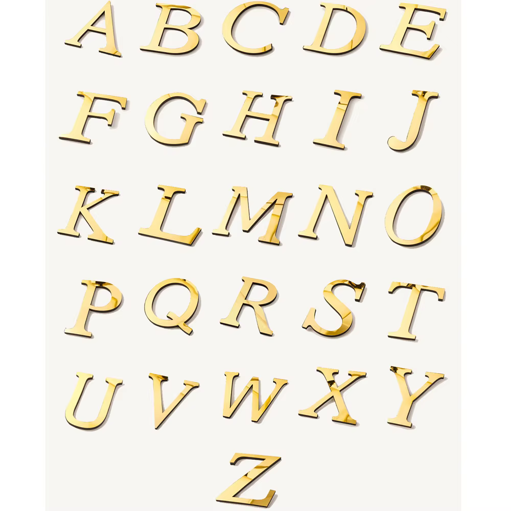 Autocollants muraux Alphabet anglais en acrylique doré, décoration de maison pour salon, chambre à c