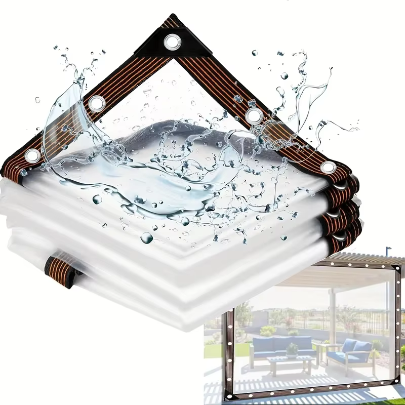 Bâches transparentes imperméables avec œillets - Couverture extérieure multi-usages pour patio, camp