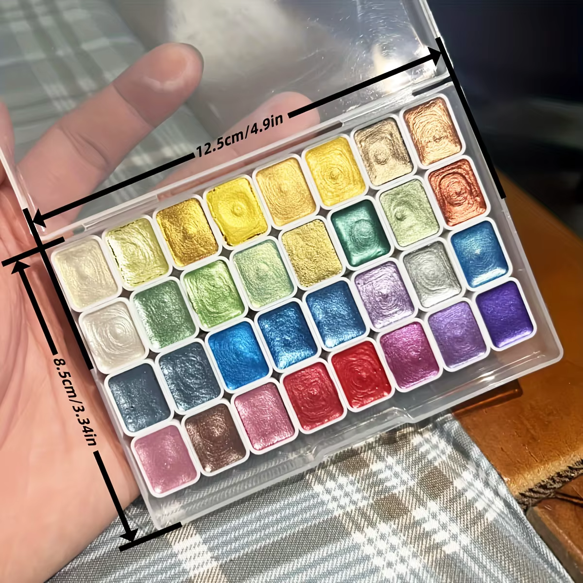 Palette de peinture métallique 32 couleurs pour artistes | Tons de perles doux pour une brillance au