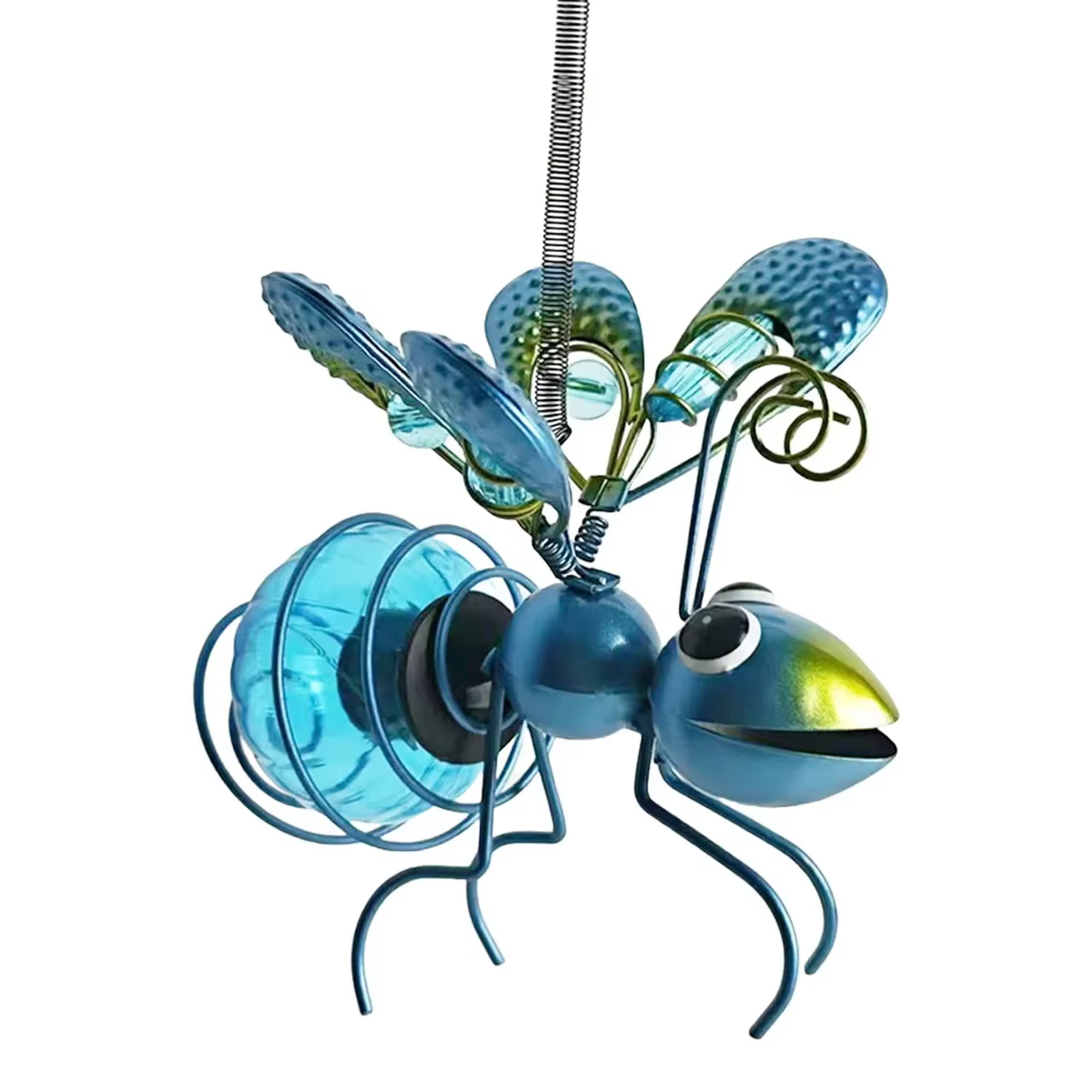 Statue d'insecte solaire en fer avec lumière féerique LED, ornement suspendu imperméable pour l'exté