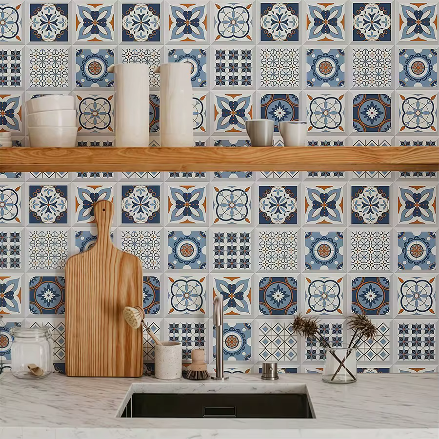 Papier peint auto-adhésif imperméable à l'huile pour carrelage de cuisine, autocollant épais résista