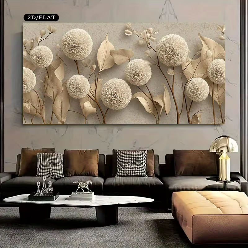 Grande toile murale moderne sans cadre, élégantes feuilles florales, peinture sur toile de haute qua