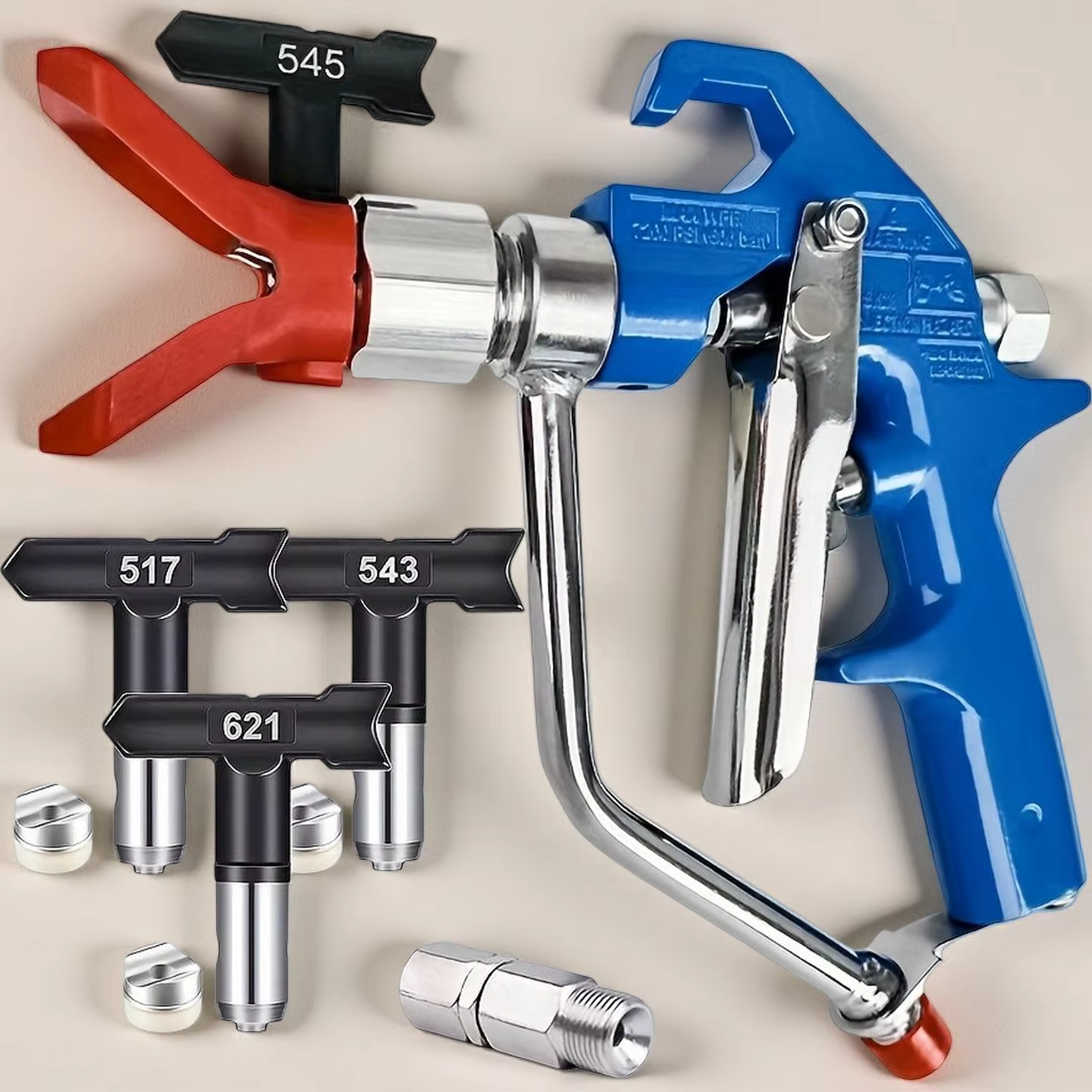 Pistolet de pulvérisation sans air pour mastic avec base et buse, compatible avec tous les pulvérisa