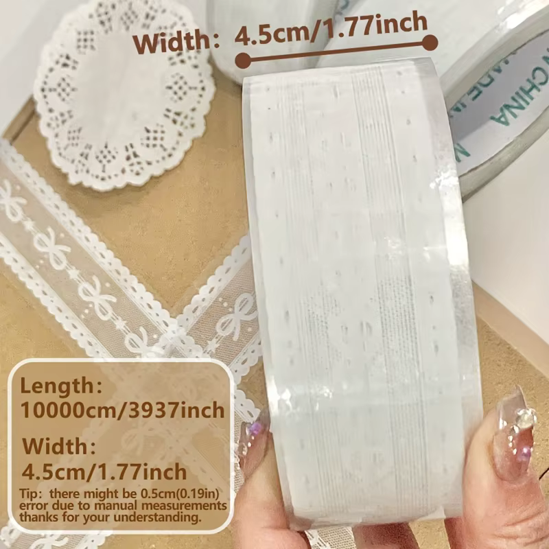 1 rouleau de ruban adhésif transparent à motifs floraux élégants, avec adhésif fort décoratif et non