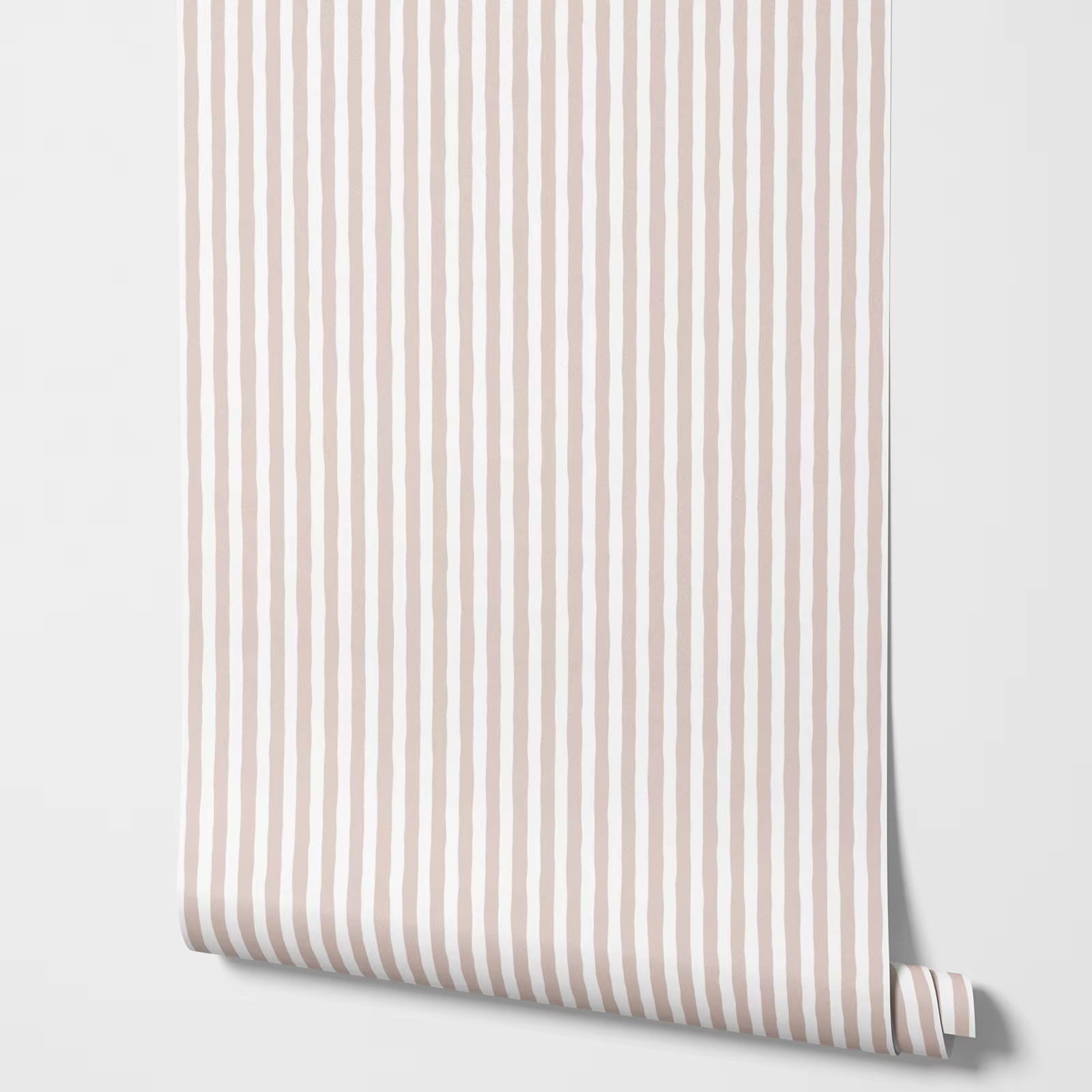 Papier peint à rayures roses Blush, papier peint neutre pour pépinière, rayures dessinées à la main,