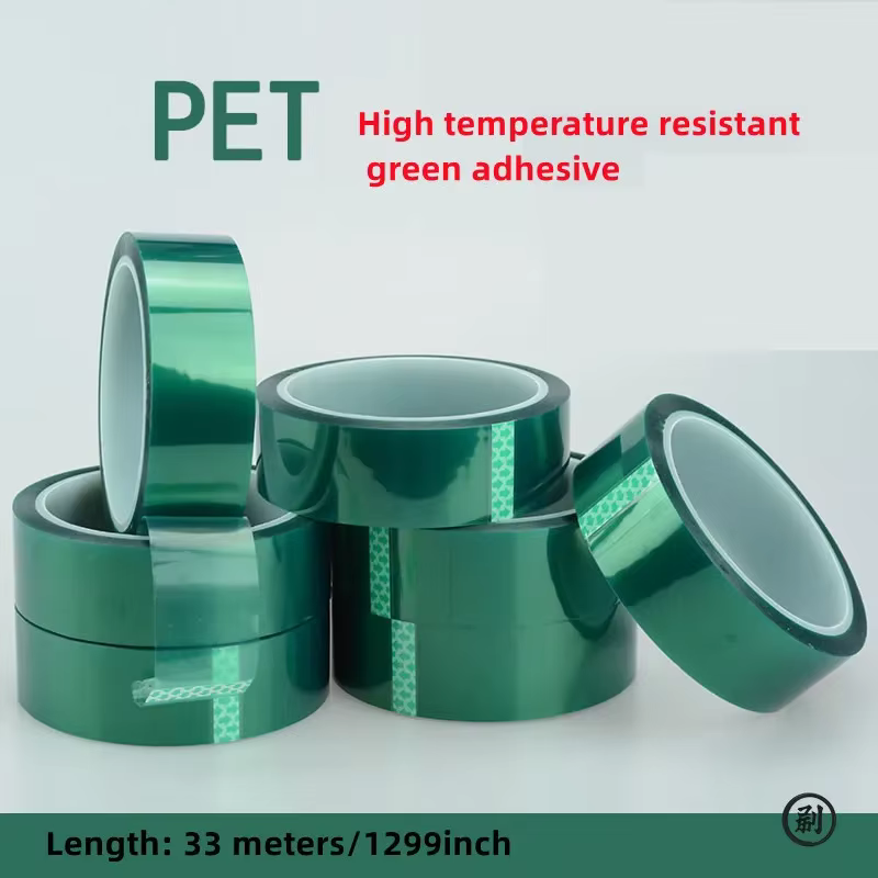 Ruban de masquage en polyester vert haute température, ruban PET avec adhésif silicone, idéal pour l