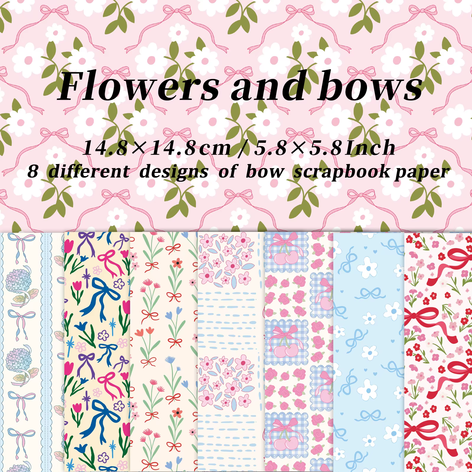 Ruban à nœud et papier artisanal décoratif Floral, 8 feuilles, plat plié pour anniversaire, mariage,