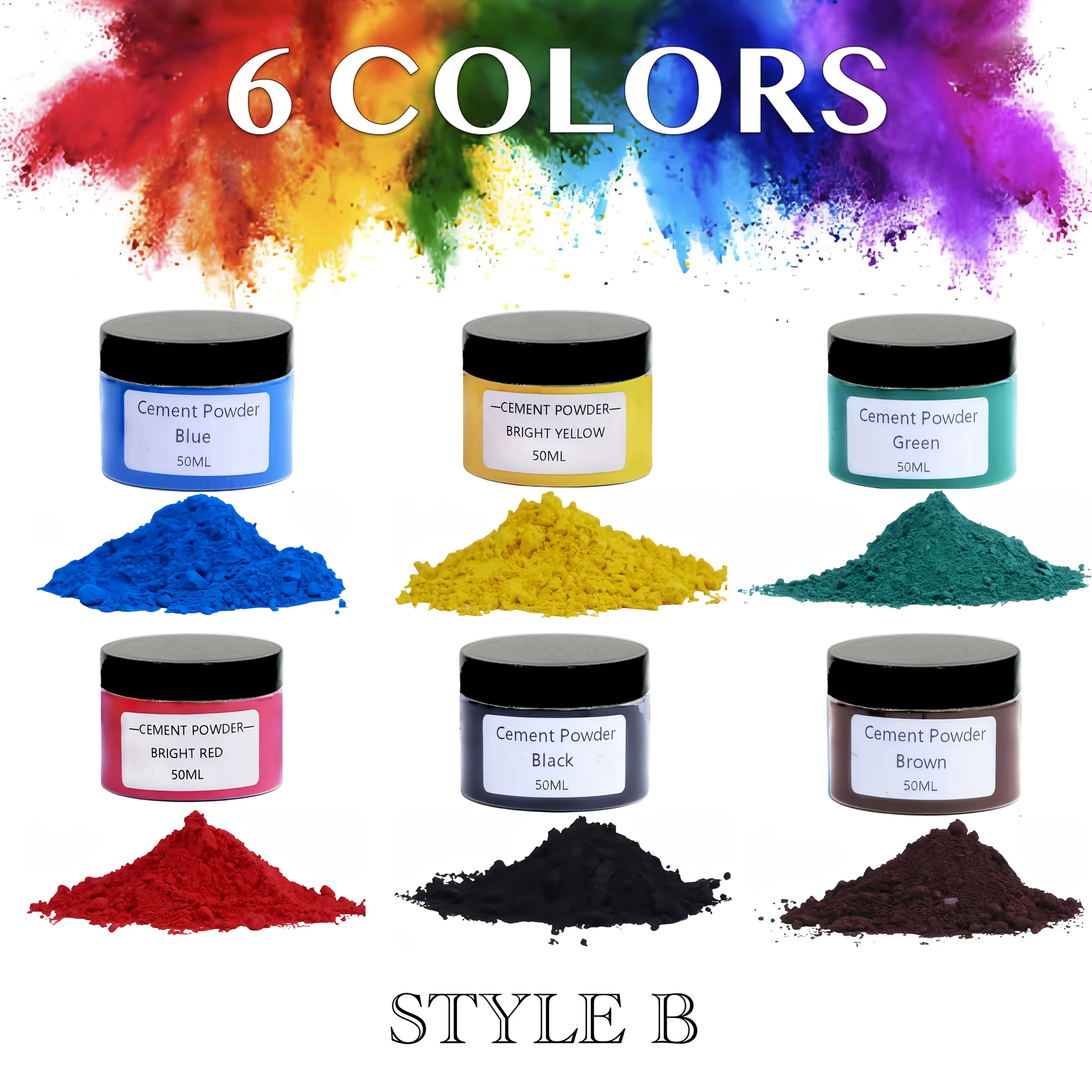 Ensemble de pigments en poudre pour ciment et gypse, 6 couleurs, 50 ml/1,69 oz – Agents colorants à 