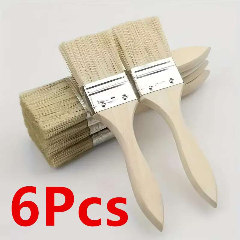 Brosses à manche avec poils en poils de 65mm, 6 pièces, pour peindre, murs et meubles