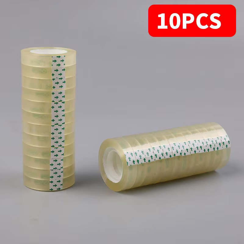 10 rouleaux de ruban adhésif transparent, adapté pour l'emballage de cadeaux, la papeterie, les four