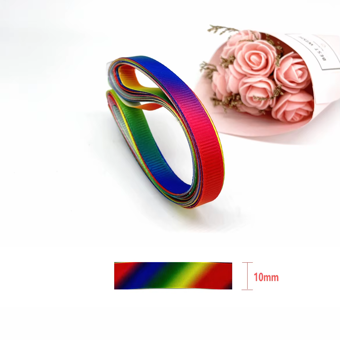 Ruban gros-grain arc-en-ciel de 5 mètres, tissu multicolore pour bricolage artisanat nœuds de cheveu