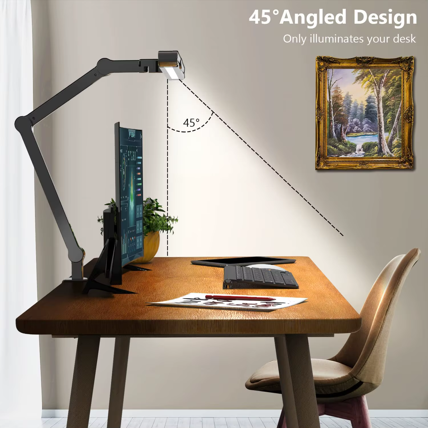 Lampe de bureau LED avec pince, lampe de bureau d'architecte pour le bureau à domicile avec éclairag