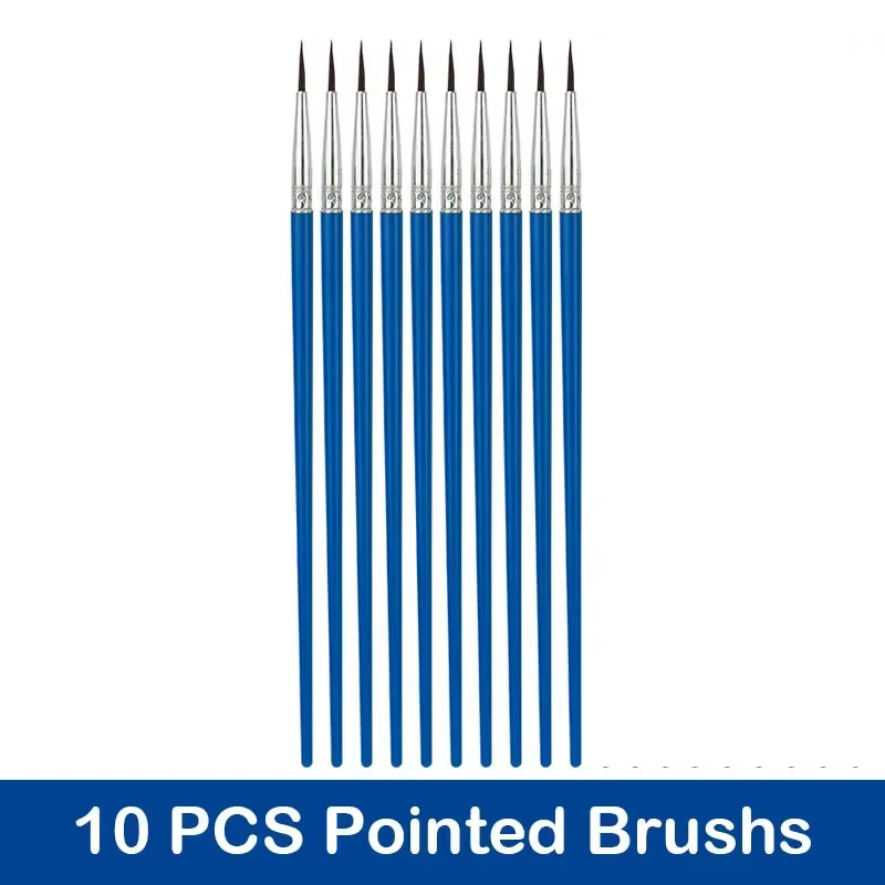 Ensemble de pinceaux de peinture, 10/20/50 pièces, cheveux plats ronds, en Nylon, stylo pour huile, 