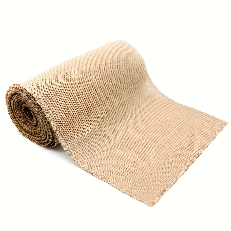 Rouleau de tissu en toile de jute de 15 cm × 2 m, toile de jute vintage beige naturel pour la décora