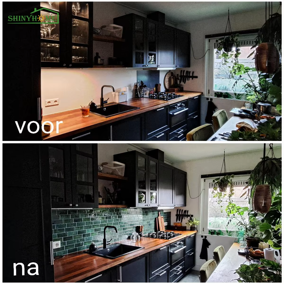 Autocollants muraux auto-adhésifs pour carrelage à motif de brique verte, panneaux imperméables rési