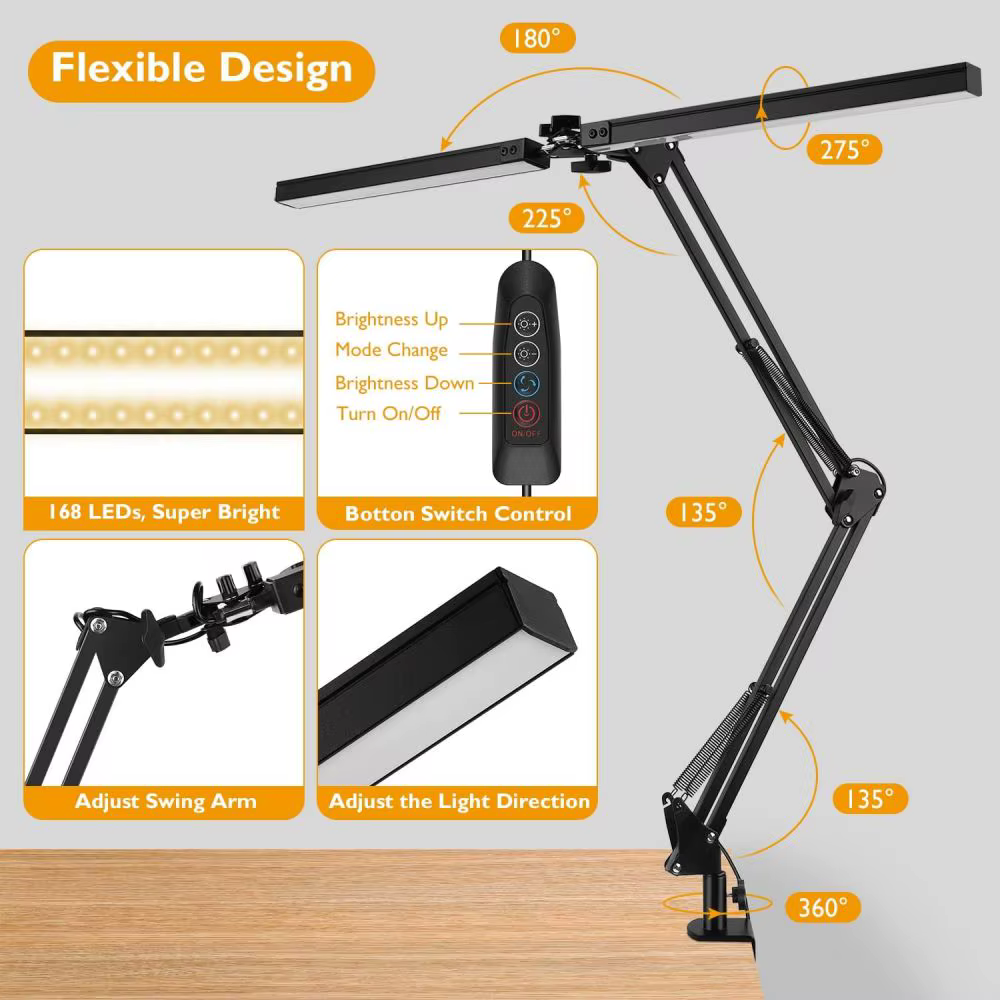 Lampes de bureau LED à intensité variable en continu, moniteur d'ordinateur, lampe de Table USB pour