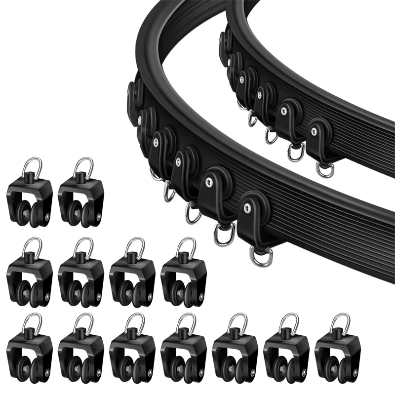 Rouleaux de rail de rideau de plafond, rouleaux de rail de rideau flexibles et pliables, planeurs de